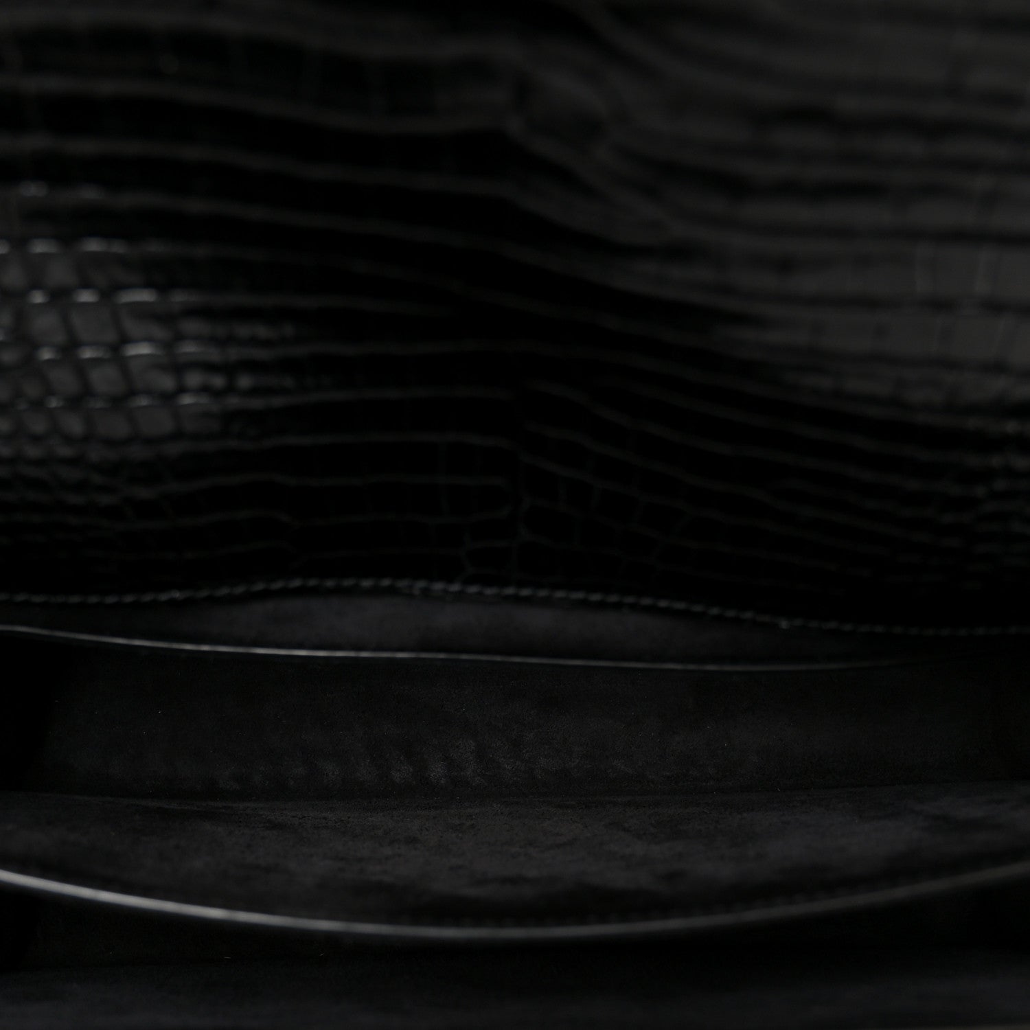 Saint Laurent Calfskin Crocodile Embossed Large Monogram Sunset Black 5 of 12