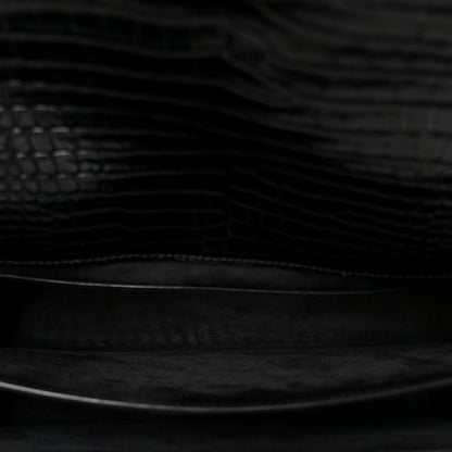 Saint Laurent Calfskin Crocodile Embossed Large Monogram Sunset Black 5 of 12