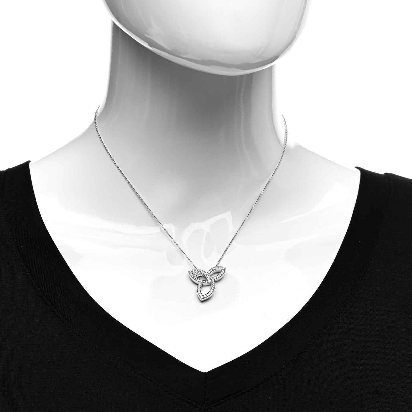 Platinum Diamond Lily Cluster Pendant Necklace