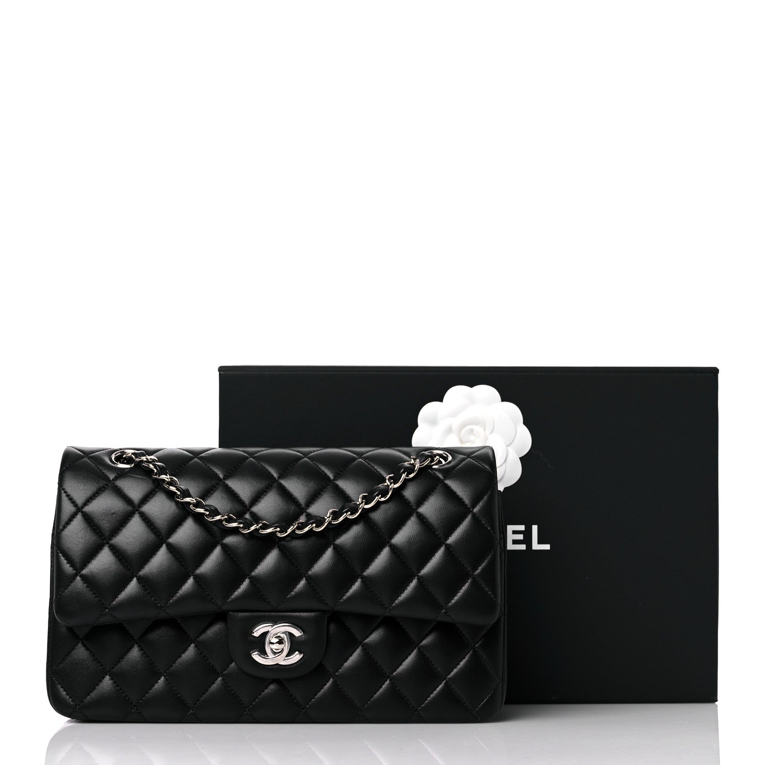 Chanel Lambskin Quilted Medium Double Flap Black 11 of 11