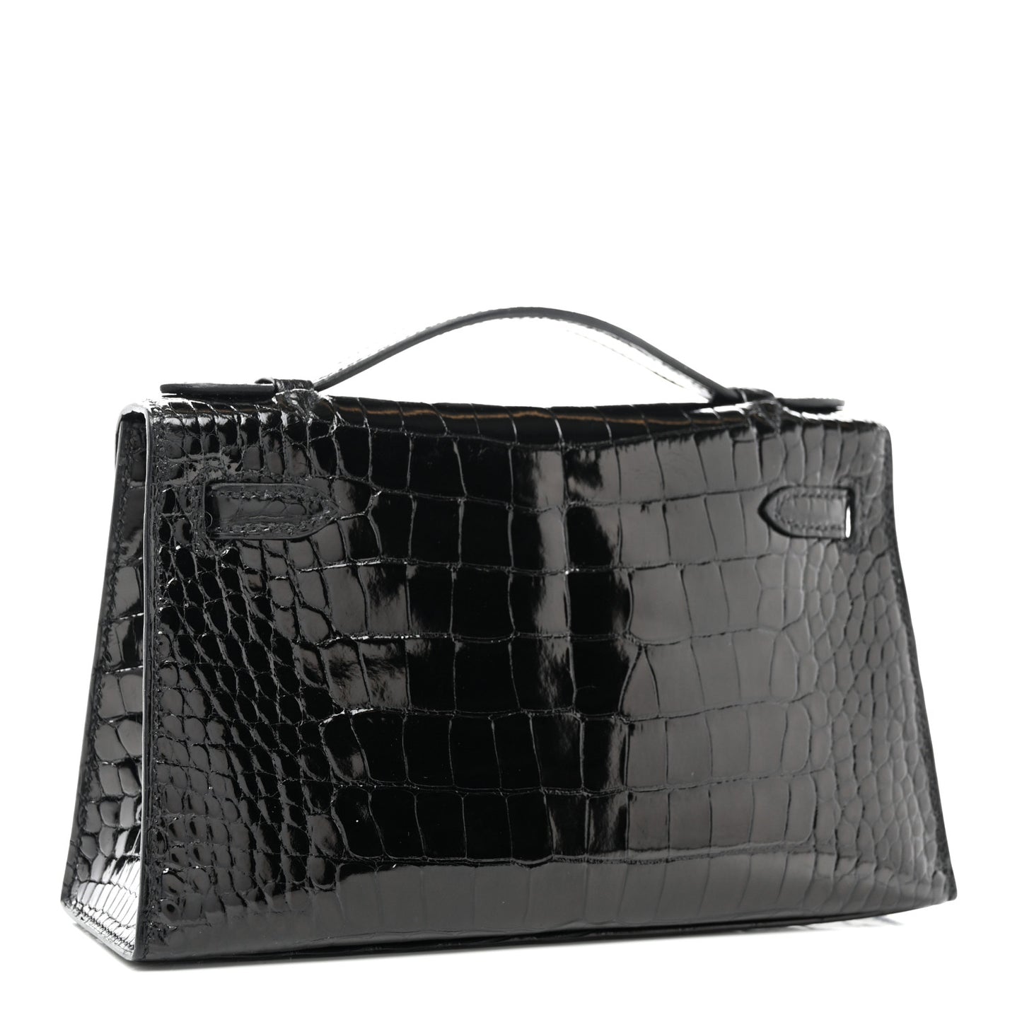 Shiny Alligator Kelly Pochette Black