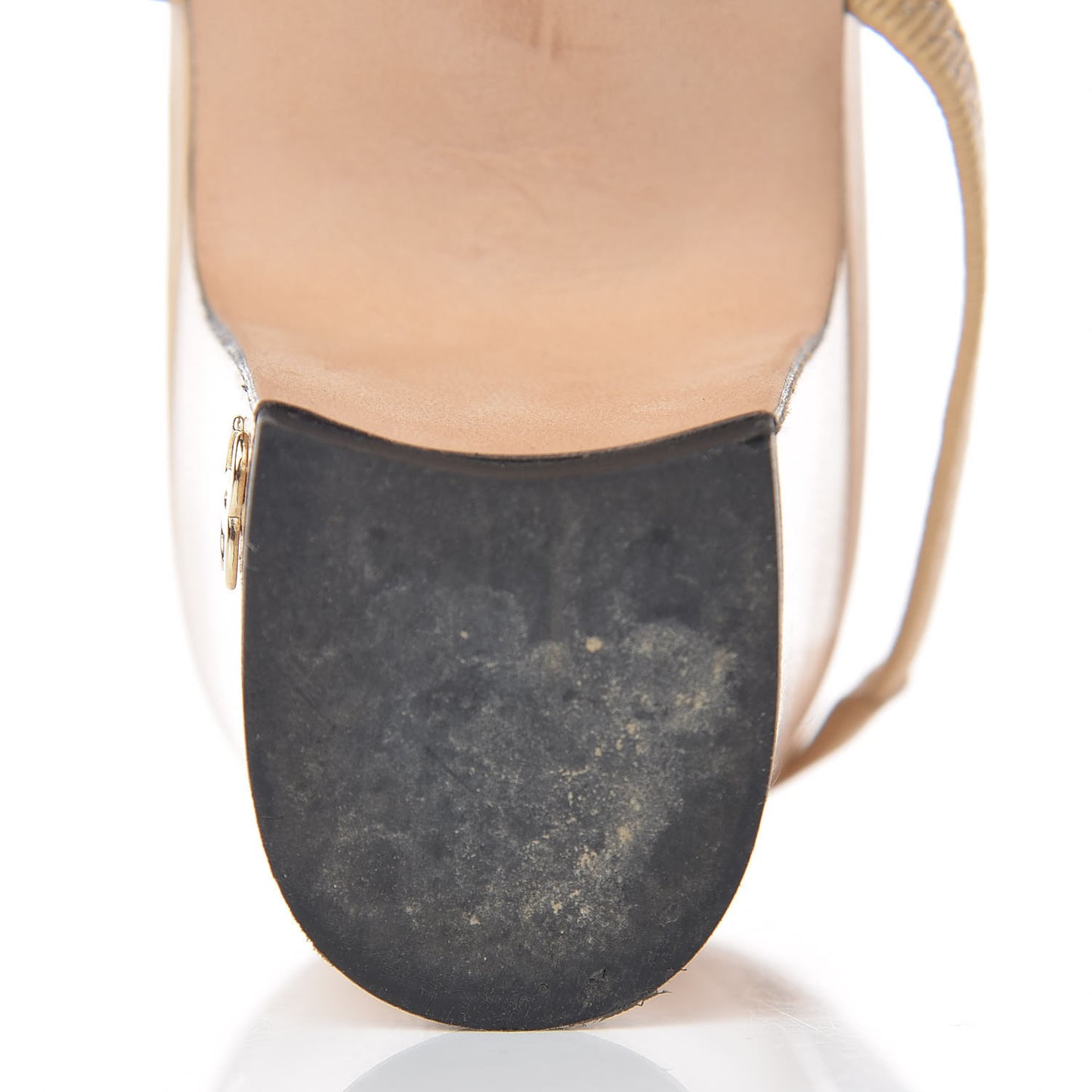 Lambskin Grosgrain Cap Toe CC Slingback Sandals 36.5 Beige Black