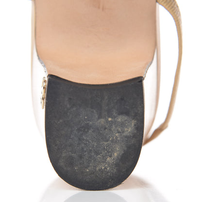 Chanel Lambskin Grosgrain Cap Toe CC Slingback Sandals 36.5 Beige Black 11 of 12