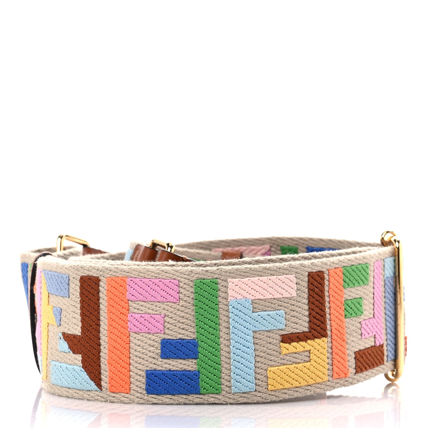 Fendi Canvas Calfskin FF 1974 Adjustable Strap You Multicolor Cuoio 2 of 6