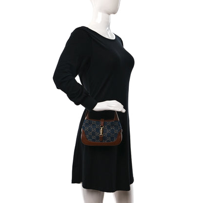 Gucci New Denim GG Monogram Calfskin Mini Jackie 1961 Hobo Blue Tea Cuir 3 of 8
