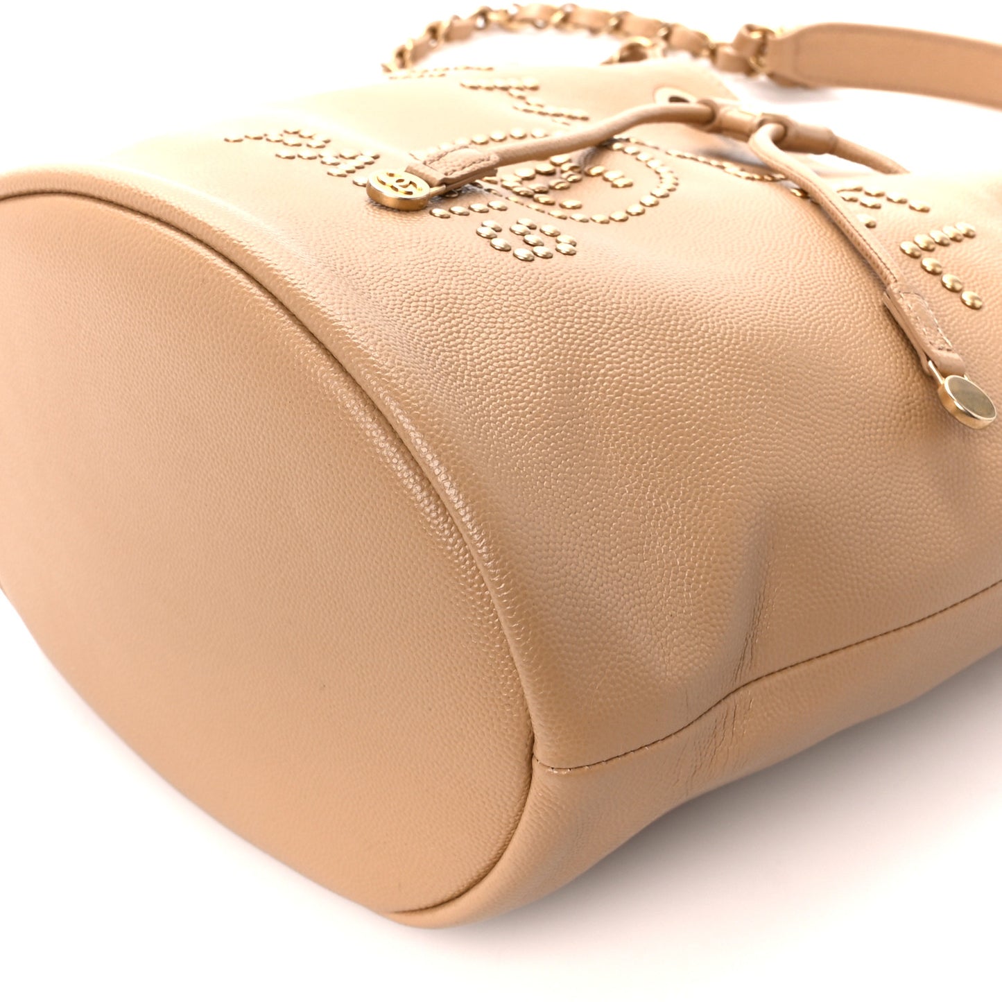 Caviar Deauville Drawstring Bucket Bag Beige