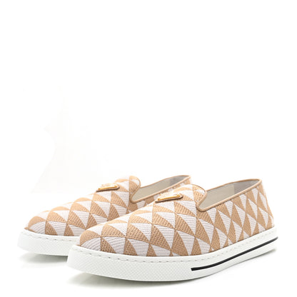 Prada Jacquard Trianglolo Symbole Embroidered Metal Triangle Logo Slip On Sneakers 38 Corda Talco 4 of 10