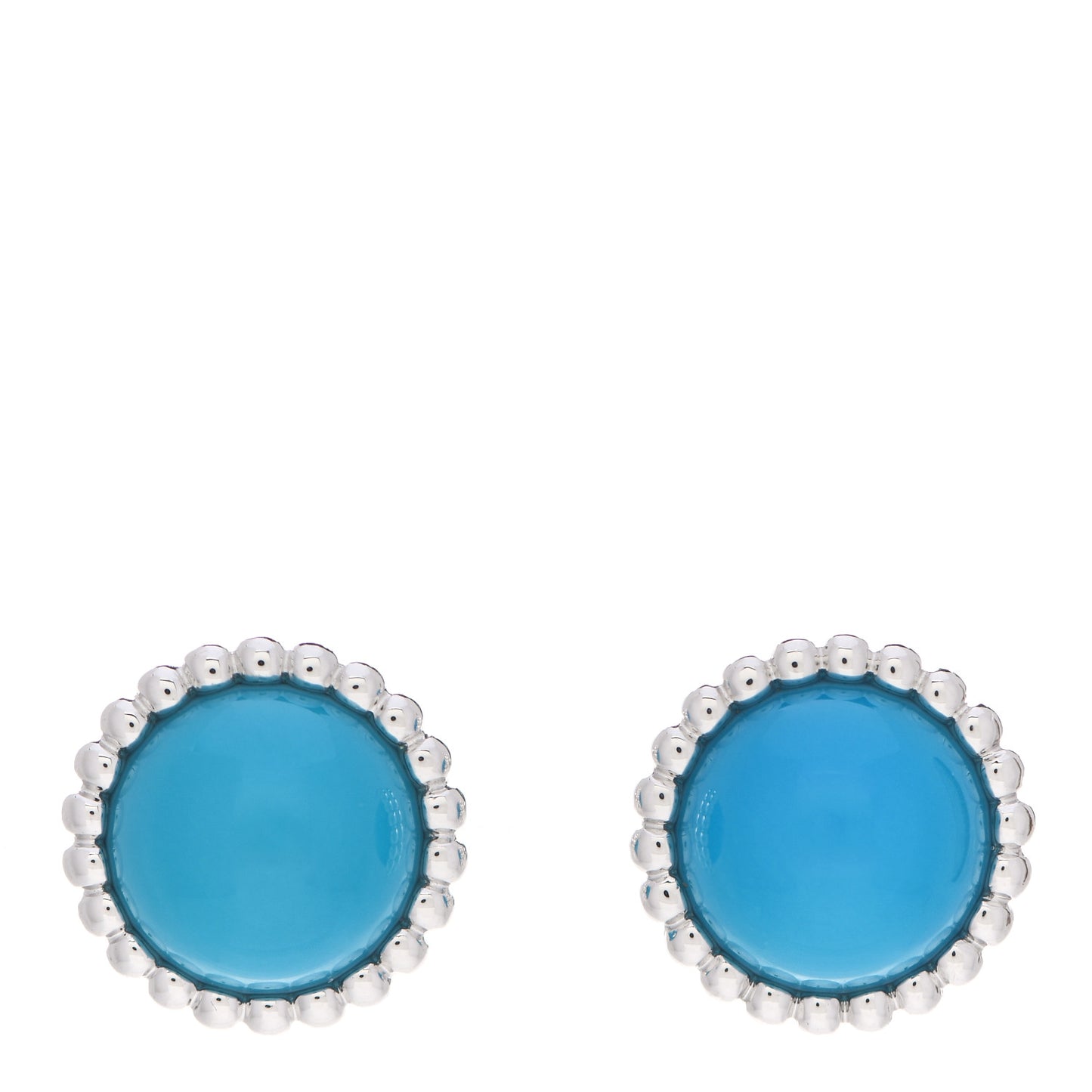 18K White Gold Turquoise Perlee Couleurs Earrings