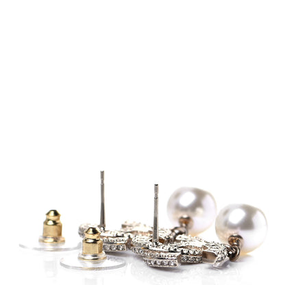 Chanel Crystal Pearl CC Drop Earrings Gold 3 of 4
