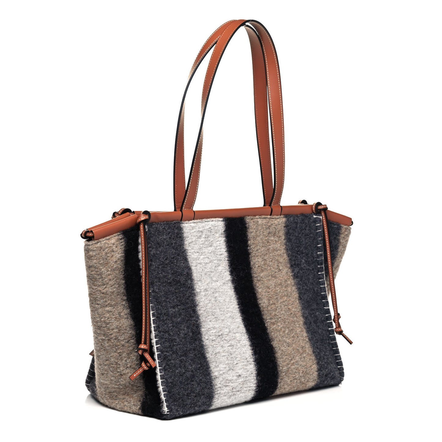 Wool Stripes Cushion Tote Grey Black