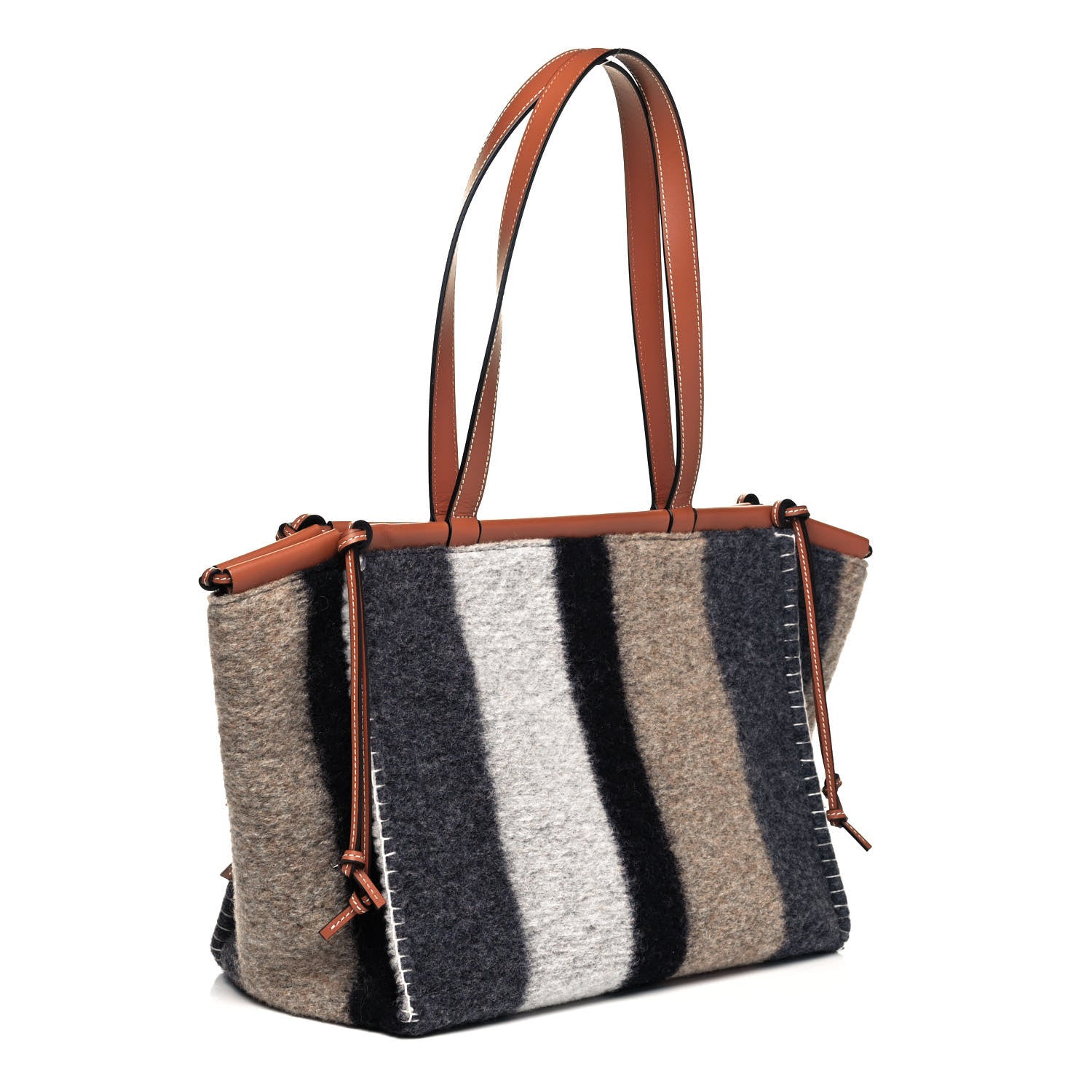 Loewe Wool Stripes Cushion Tote Grey Black 3 of 9