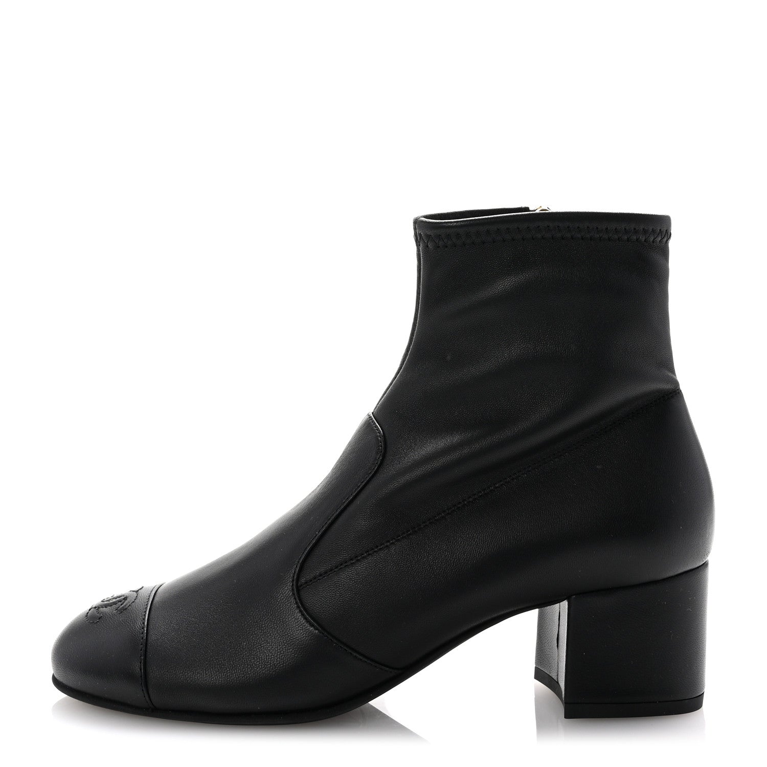 Chanel Stretch Lambskin Cap Toe CC Short Boots 38 Black 1 of 9