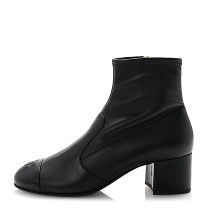 Chanel Stretch Lambskin Cap Toe CC Short Boots 38 Black 1 of 9