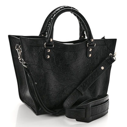 Balenciaga Agneau Arena Neo Classic Silver Hardware Medium Upside Down Tote Black 3 of 9