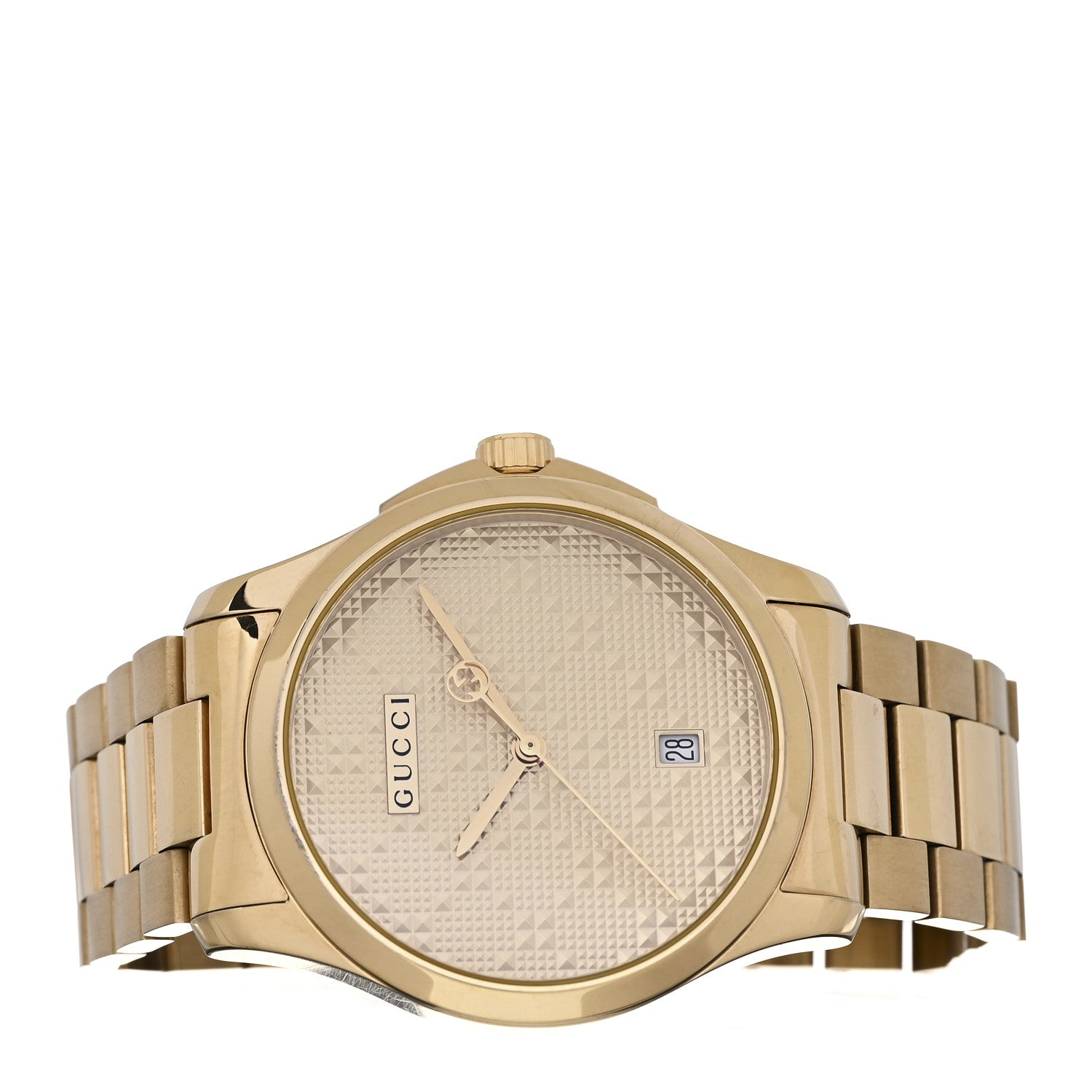 Gucci Stainless Steel 38mm G-Timeless Diamante Quartz Watch Gold 2 of 5