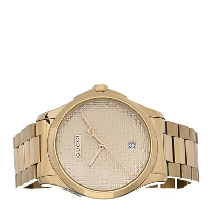 Gucci Stainless Steel 38mm G-Timeless Diamante Quartz Watch Gold 2 of 5