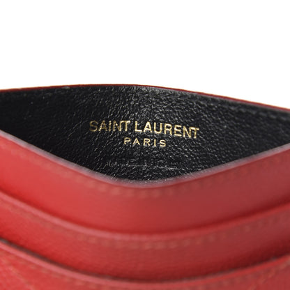 Saint Laurent Grain De Poudre Matelasse Chevron Monogram Credit Card Case New Red 7 of 8
