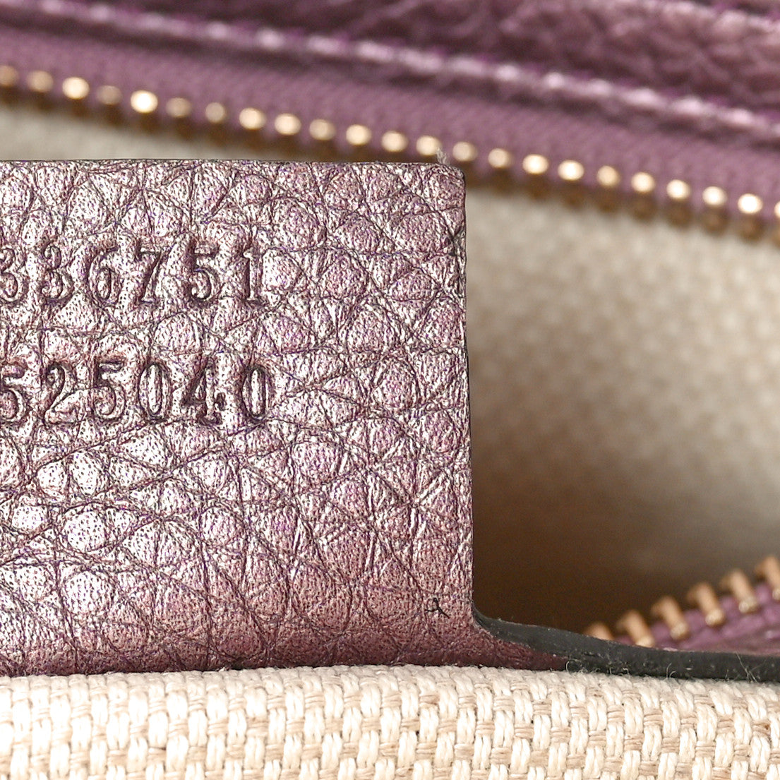 Gucci Metallic Pebbled Calfskin Small Soho Shoulder Bag Purple 7 of 10