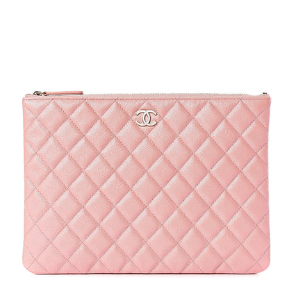 Chanel Iridescent Caviar Quilted Medium Cosmetic Case Rose Pink 1 of 8