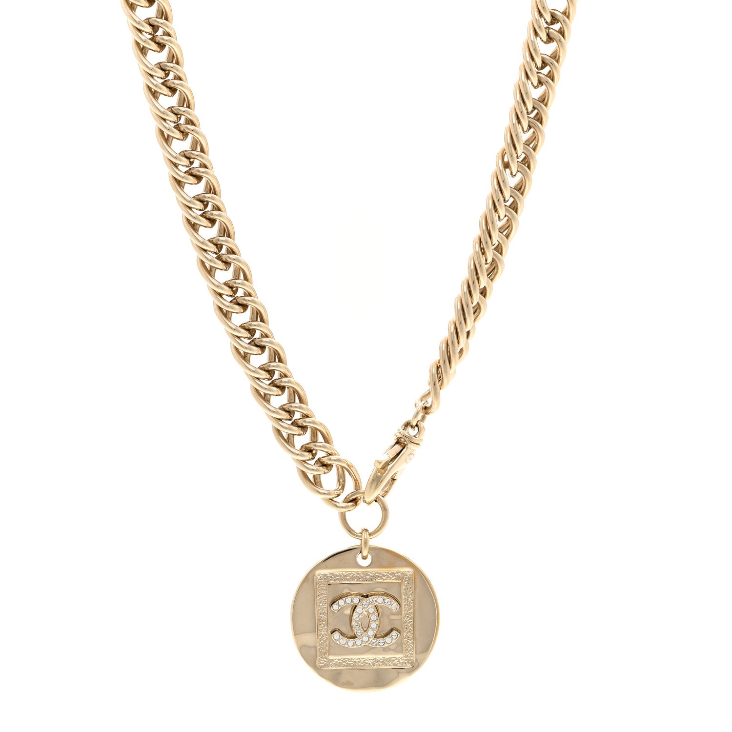 Chanel Crystal CC Chain Charm Choker Gold 1 of 6