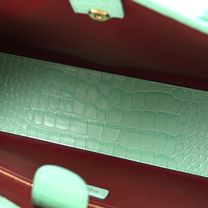 Chanel Calfskin Crocodile Embossed Archetype Small Shopping Tote Green 5 of 11