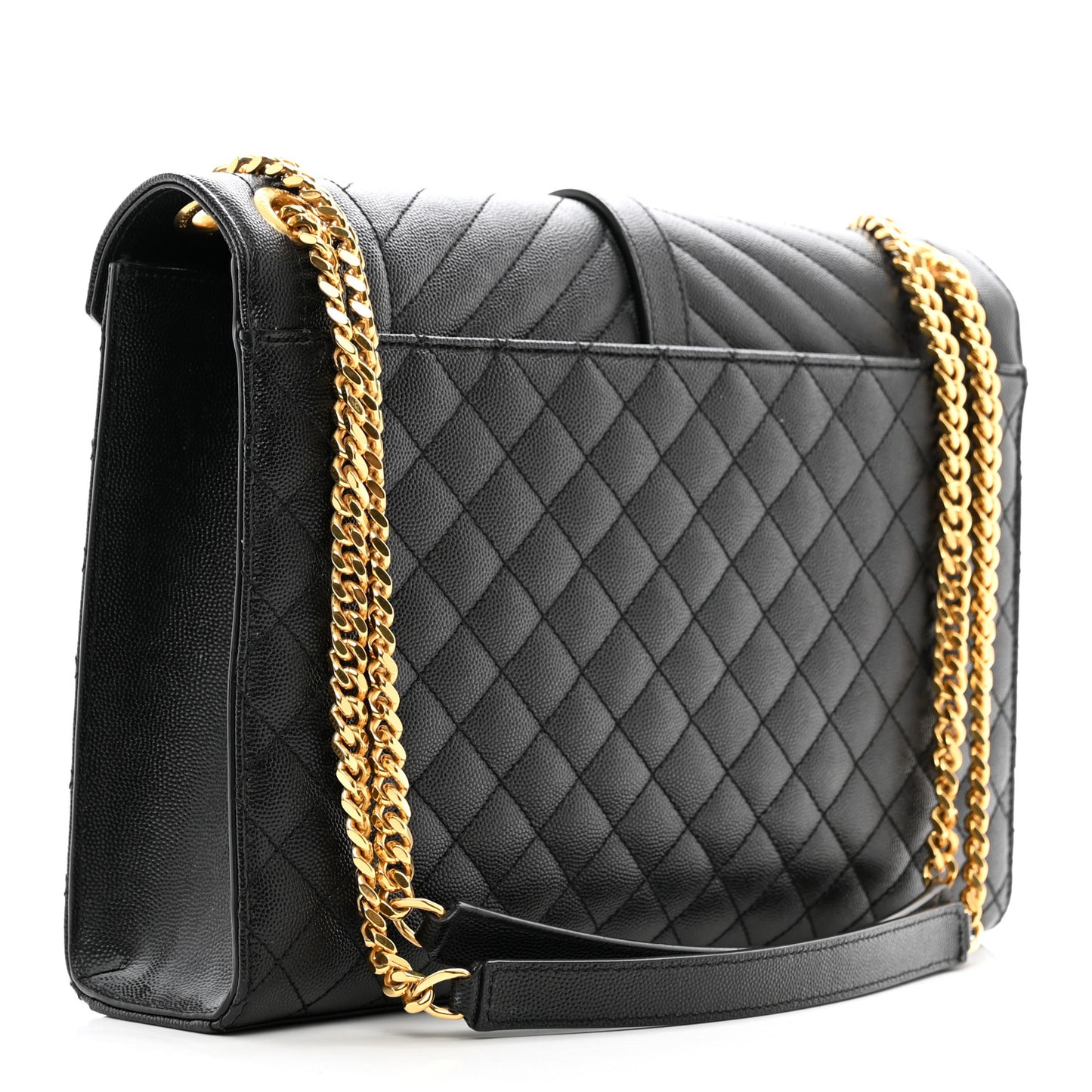 Grain De Poudre Textured Mixed Matelasse Large Triquilt Monogram Satchel Black