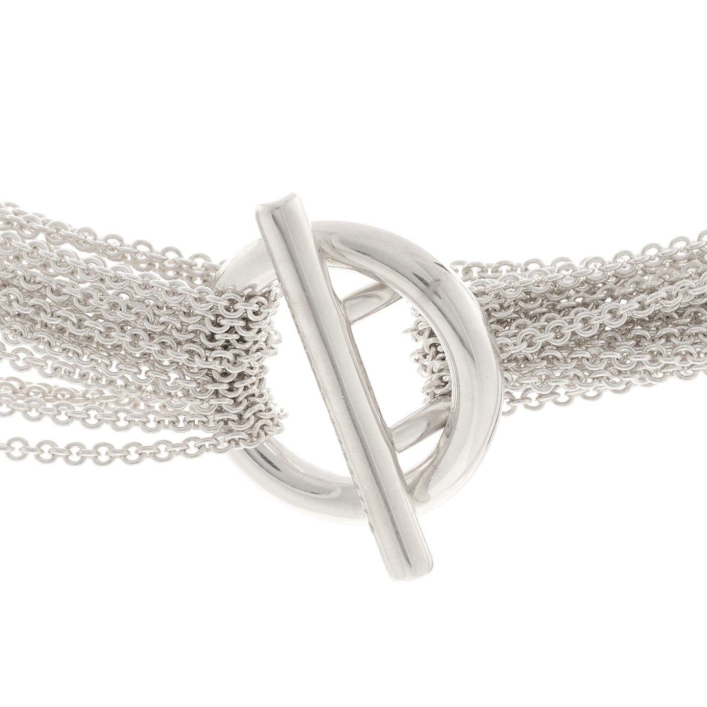 Sterling Silver Heart Multi Chain Toggle Necklace