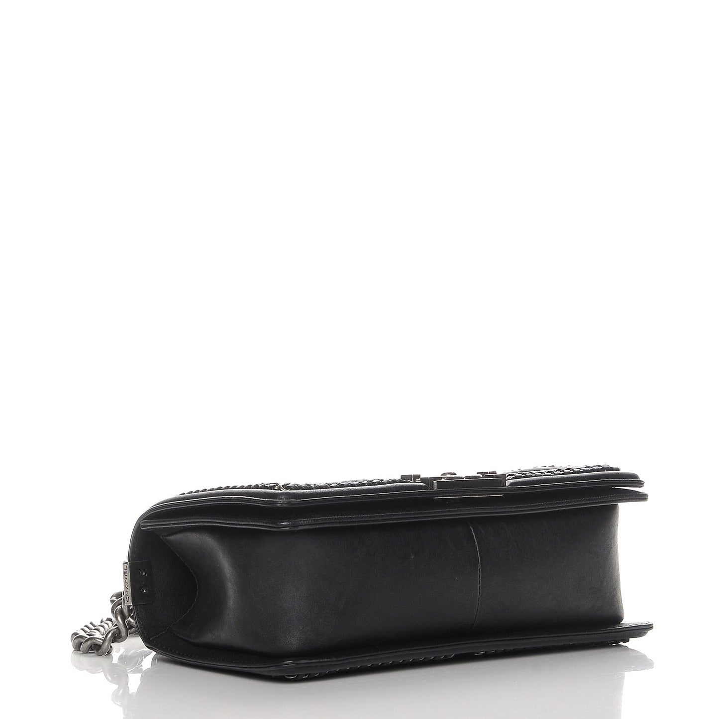 Calfskin Quilted Medium Boy Top Handle Flap Black