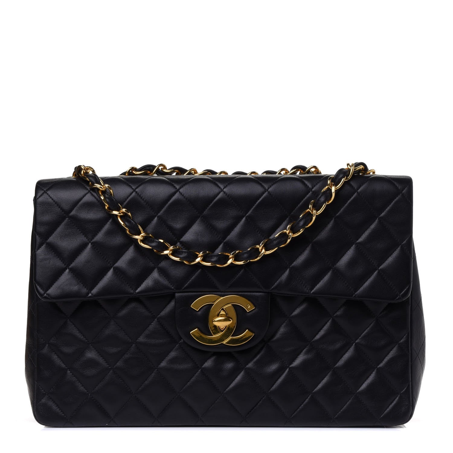 Chanel Lambskin Quilted XL Jumbo Single Flap Black 1 of 4