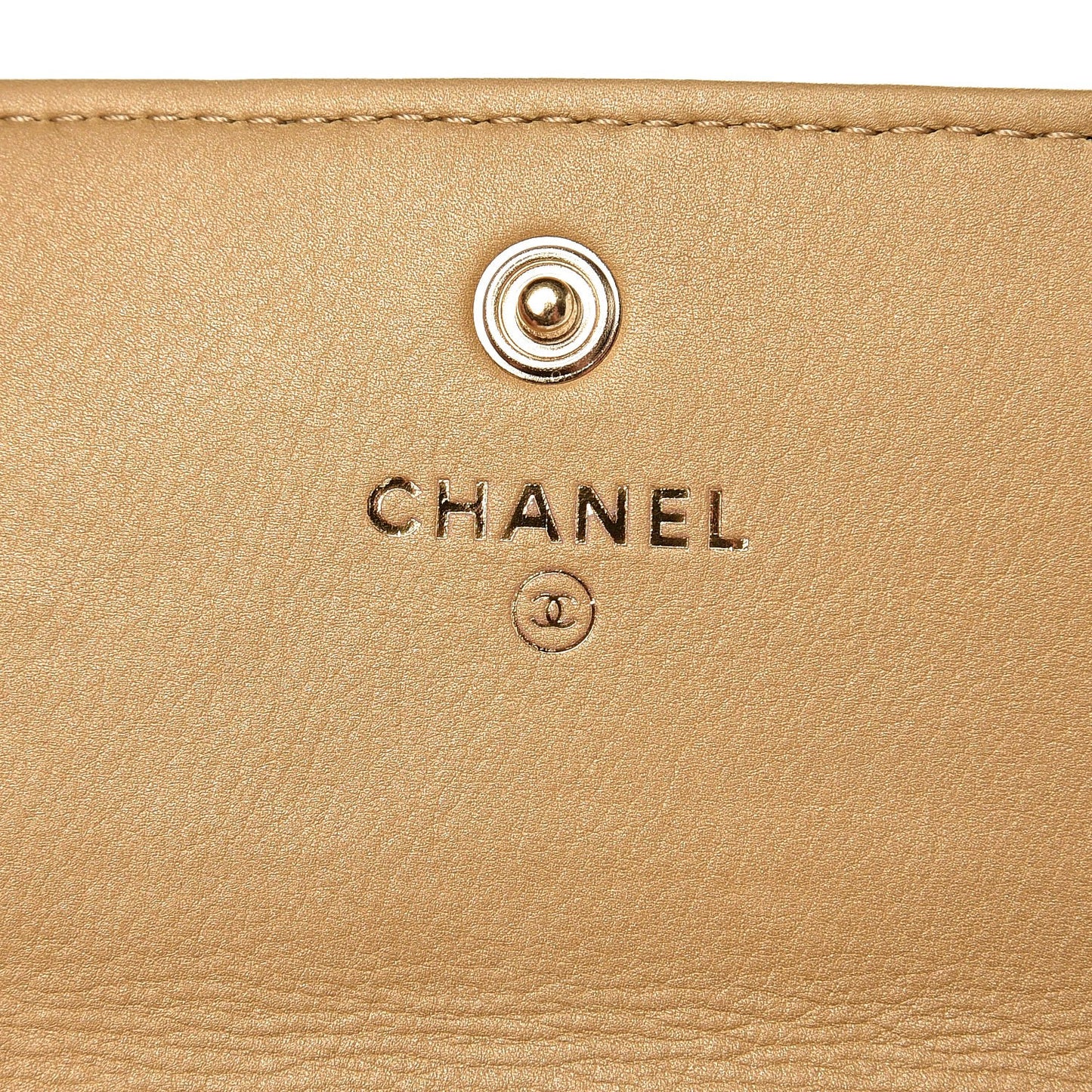 Calfskin Chevron Quilted Boy Wallet On Removable Chain WOC Dark Beige