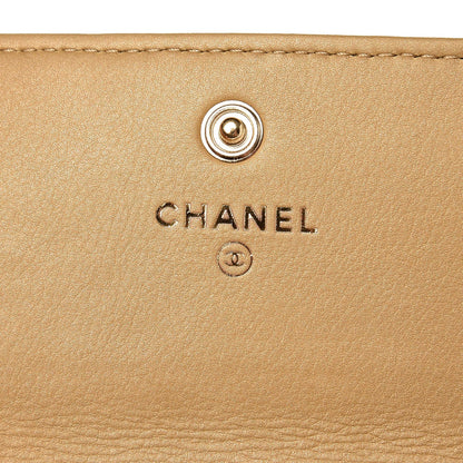 Chanel Calfskin Chevron Quilted Boy Wallet On Removable Chain WOC Dark Beige 6 of 11
