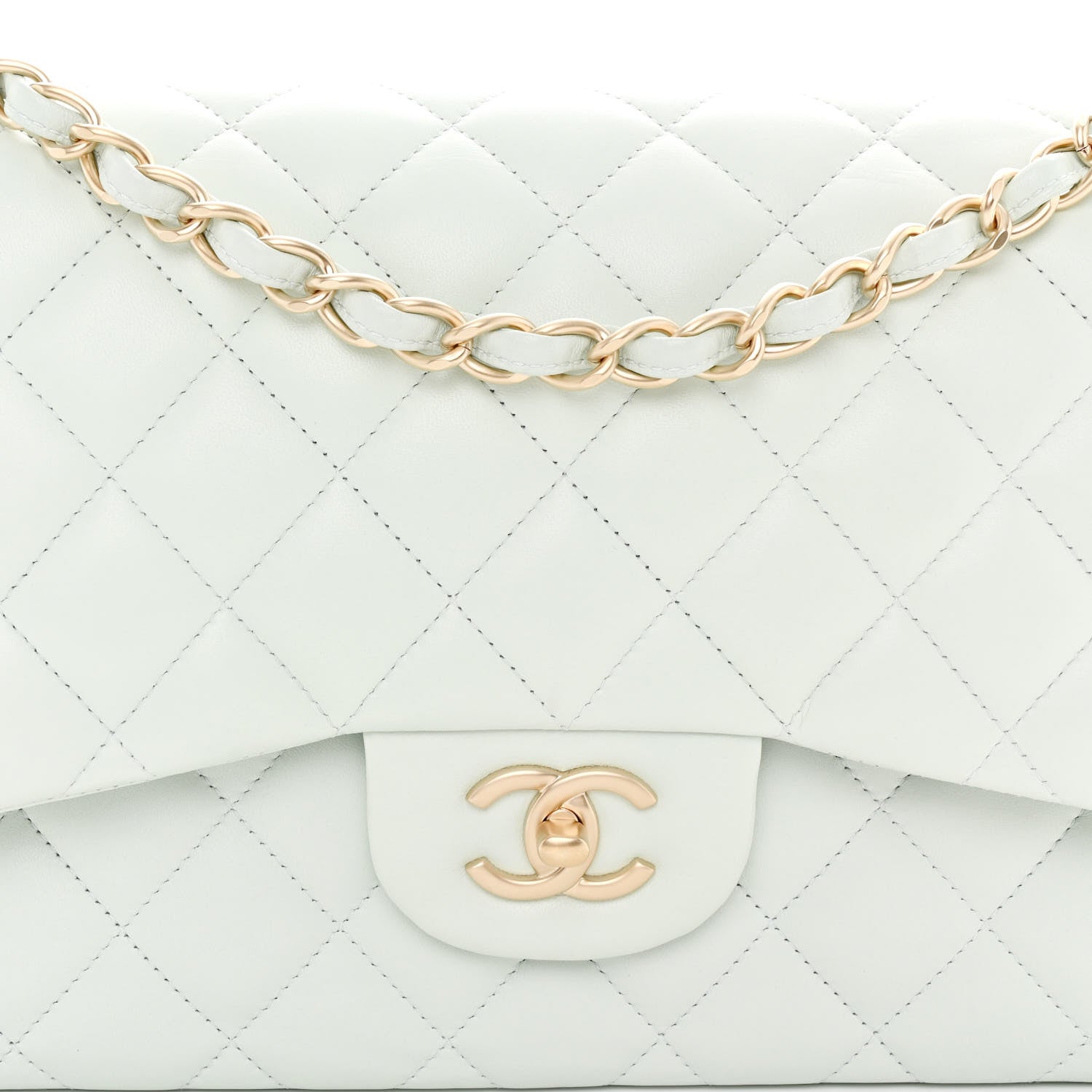 Chanel Lambskin Quilted Jumbo Double Flap Light Green 8 of 11