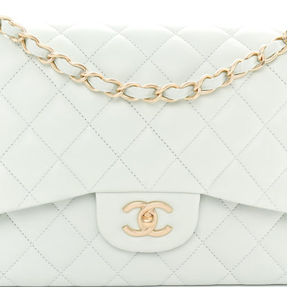 Chanel Lambskin Quilted Jumbo Double Flap Light Green 8 of 11