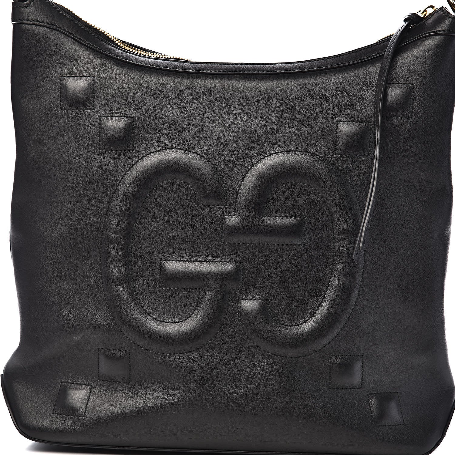 Gucci Apollo Calfskin GG Dadini Embroidered Chain Hobo Black 12 of 12