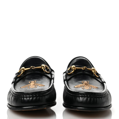 Gucci Calfskin Mens Bee Embroidered Roos Horsebit Loafers 7 Black 2 of 9