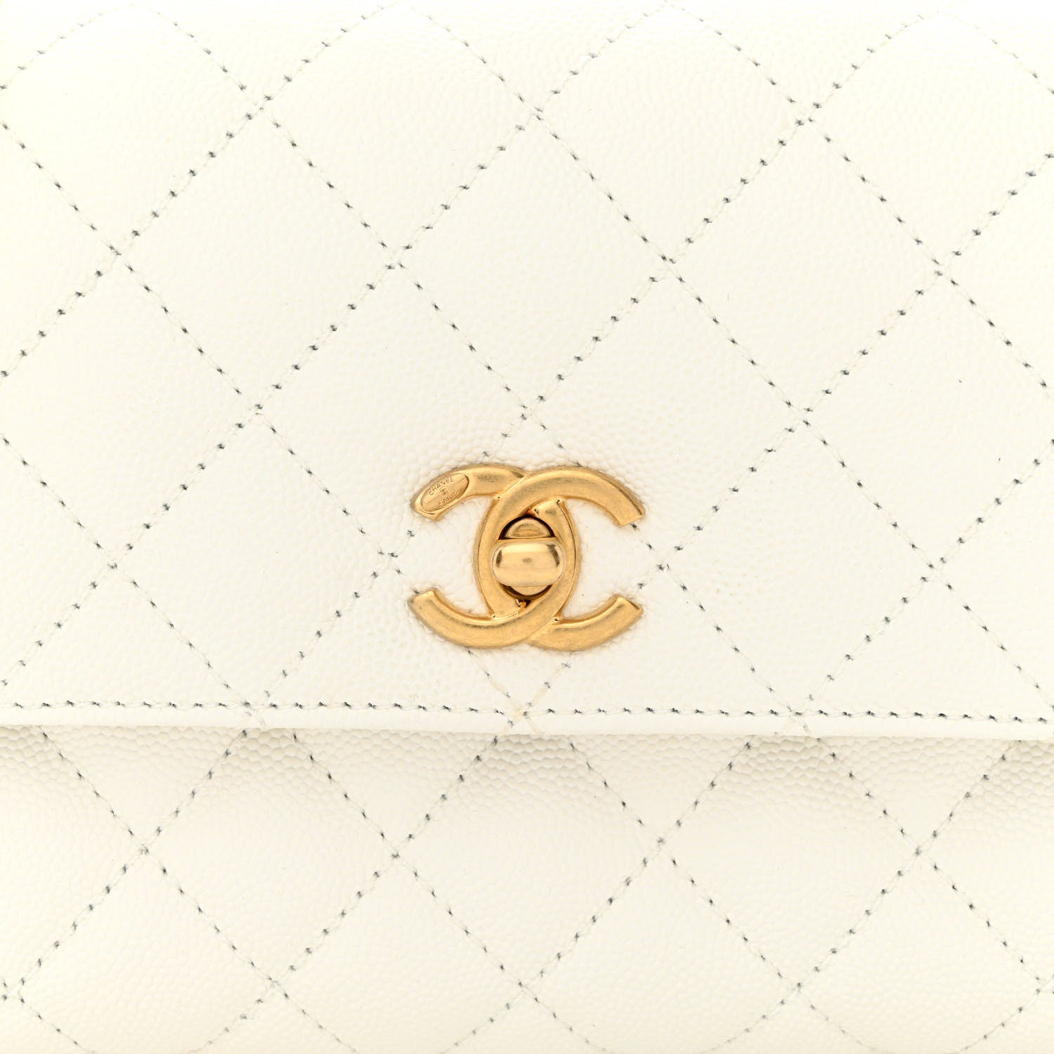 Chanel Caviar Quilted Mini Coco Chain Handle Flap White 8 of 11