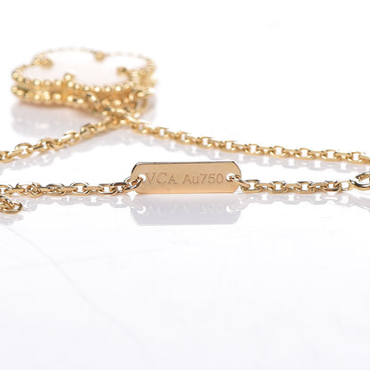 Van Cleef & Arpels 18K Yellow Gold Mother of Pearl Vintage Alhambra Pendant Necklace 6 of 6