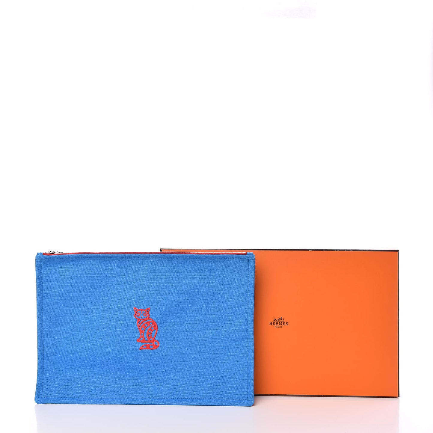 Cotton Canvas Birdie Mitsou Large Flat Case Azur