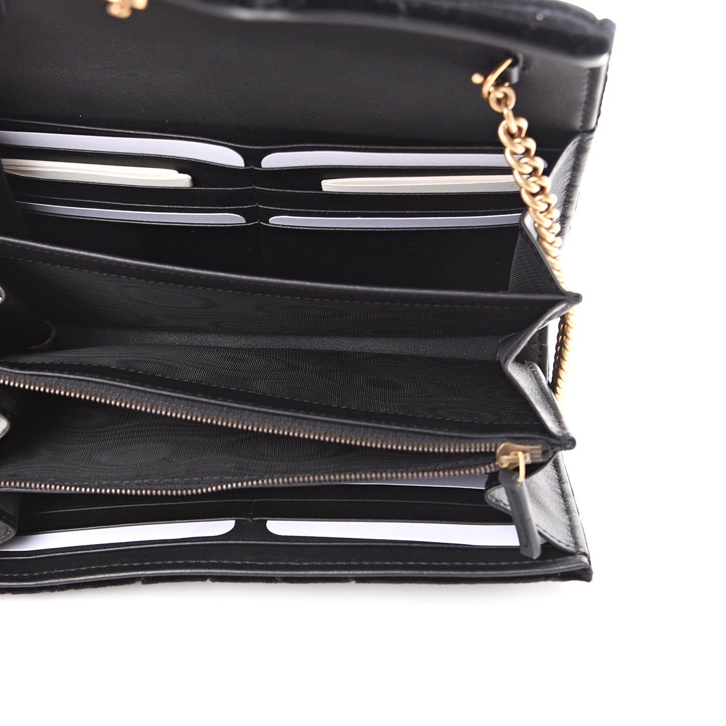 Velvet Matelasse GG Marmont Chain Wallet Black