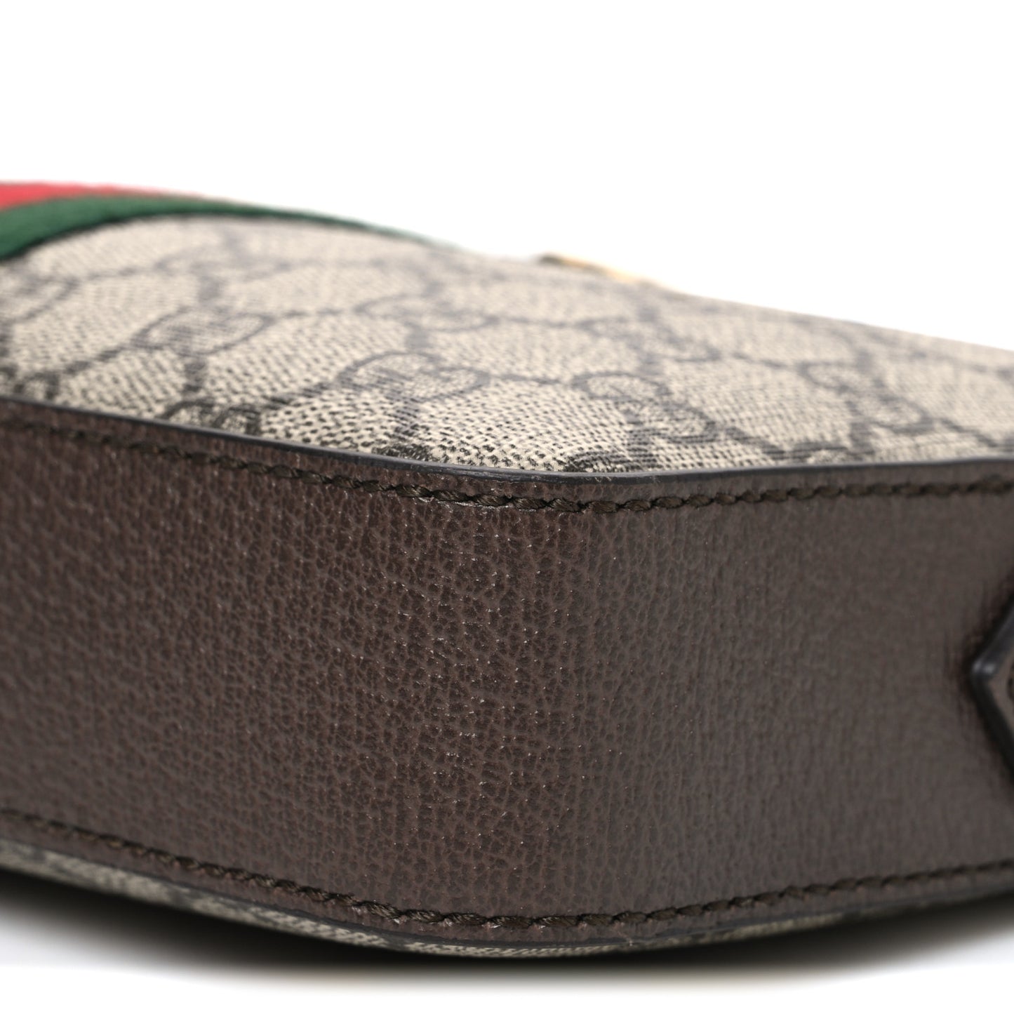 GG Supreme Monogram Textured Dollar Calfskin Web Ophidia Wristlet Shoulder Bag Beige Ebony New Acero