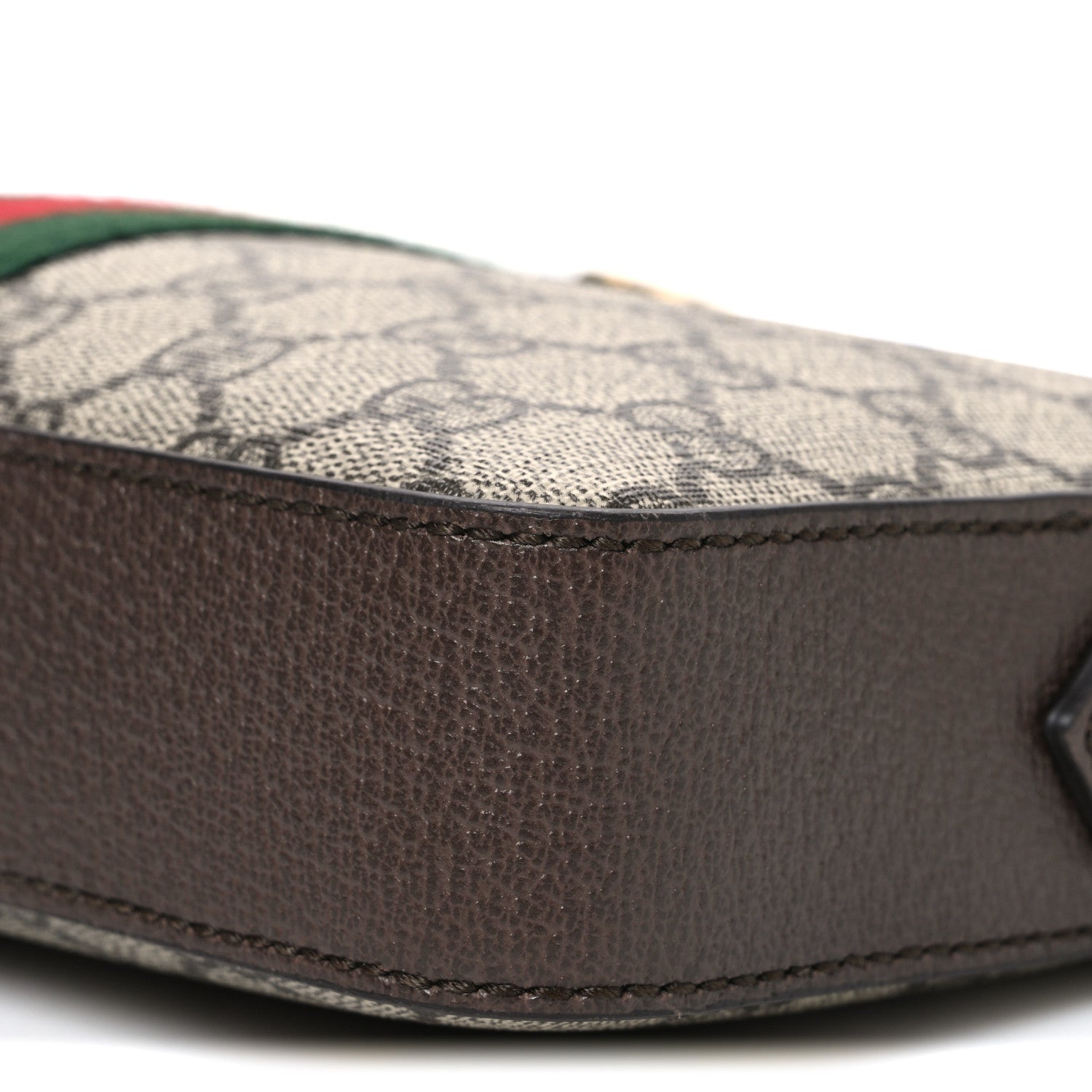 Gucci GG Supreme Monogram Textured Dollar Calfskin Web Ophidia Wristlet Shoulder Bag Beige Ebony New Acero 10 of 10