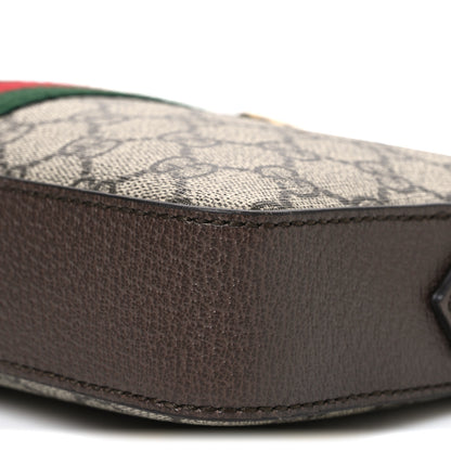 Gucci GG Supreme Monogram Textured Dollar Calfskin Web Ophidia Wristlet Shoulder Bag Beige Ebony New Acero 10 of 10