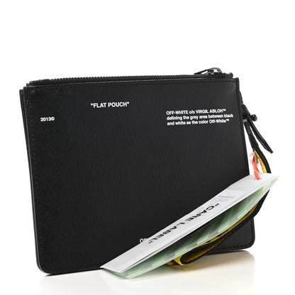 Off-White Saffiano Striped Diag Flat Pouch Black White 3 of 7