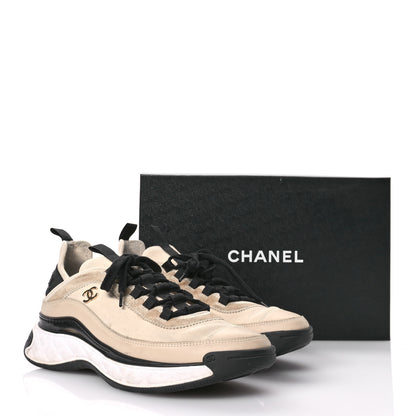 Chanel Velvet Calfskin Mixed Fibers CC Sneakers 40.5 Beige 8 of 9