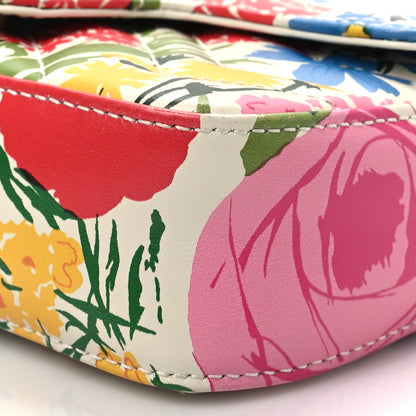 Gucci X KEN SCOTT Calfskin Matelasse Floral Print Super Mini GG Marmont Shoulder Bag Ivory Pink 7 of 8