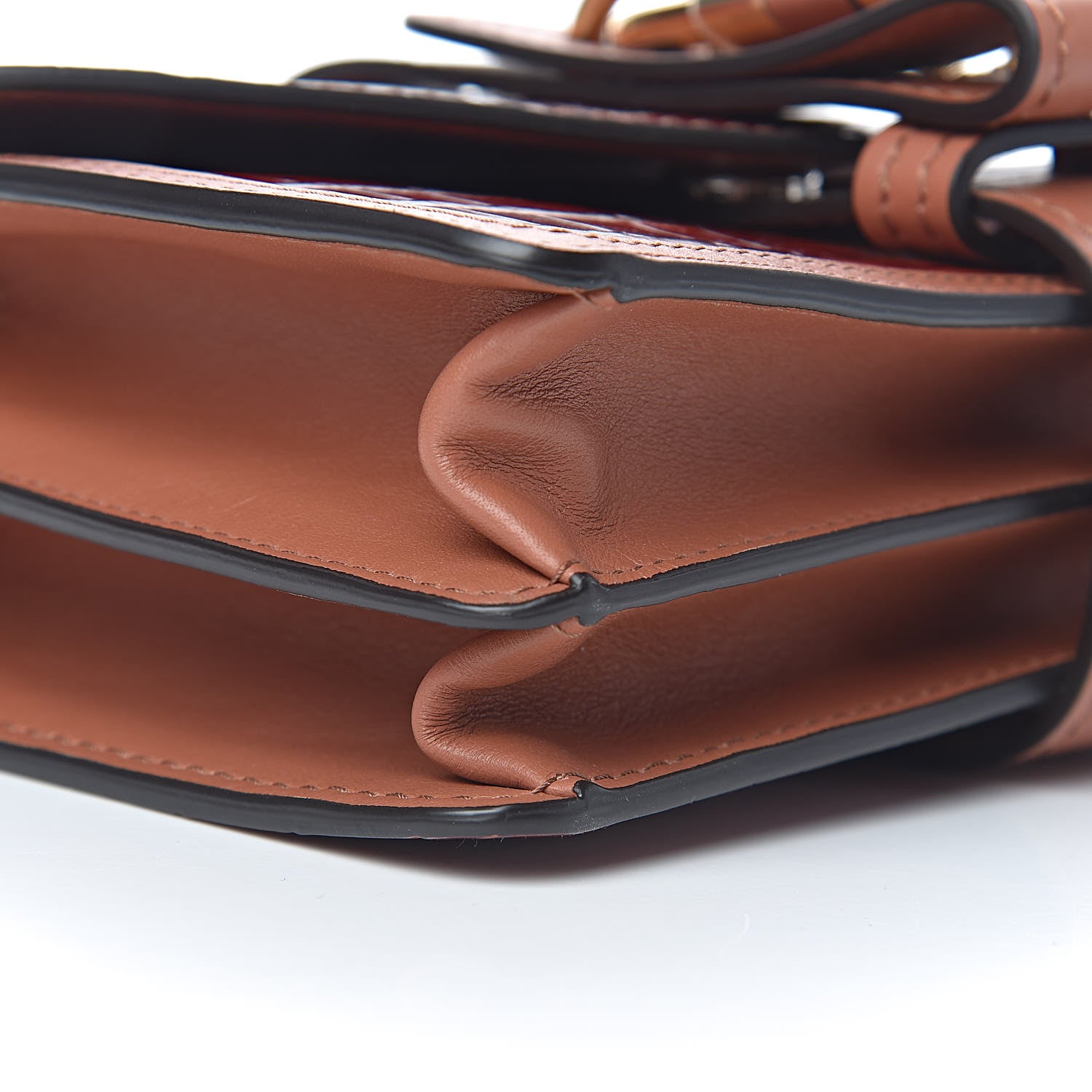 Chloe Calfskin Crocodile Embossed Aby Chain Shoulder Bag Chestnut Brown 8 of 10