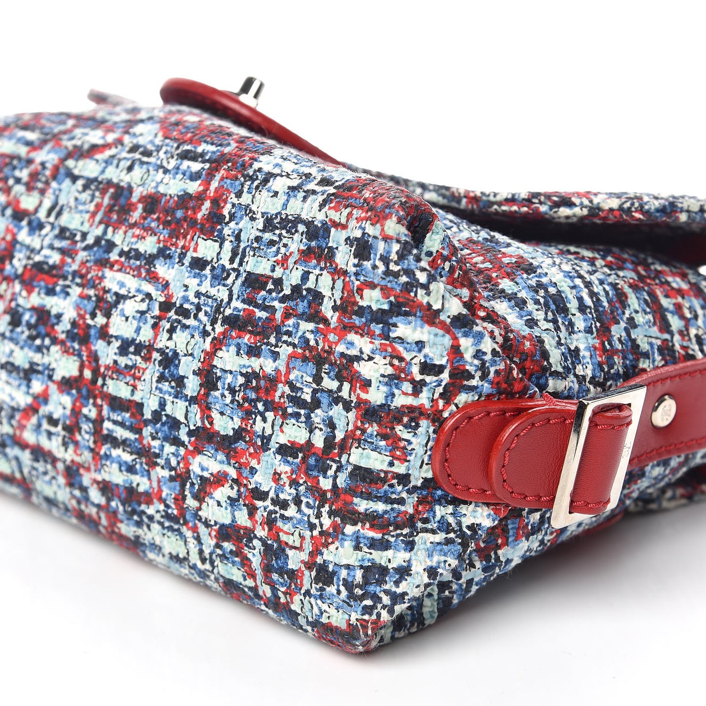 Tweed Lambskin Flap Blue Red