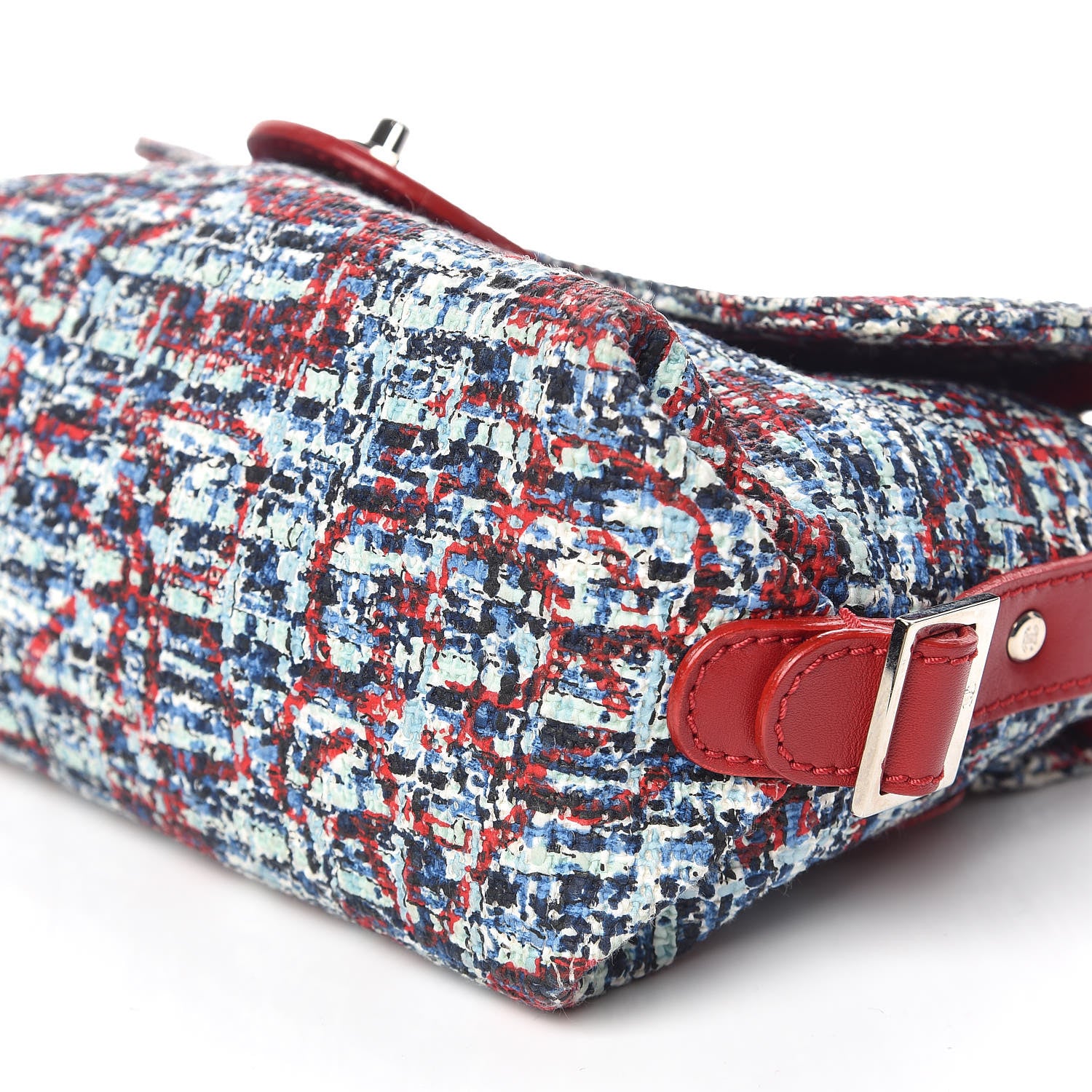 Chanel Tweed Lambskin Flap Blue Red 9 of 13