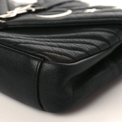Saint Laurent Sheepskin Matelasse Chevron Patchwork Monogram Medium College Bag Black 9 of 9