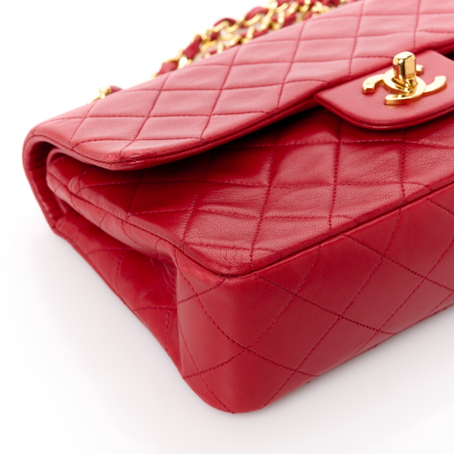 Lambskin Quilted Small Double Flap Red